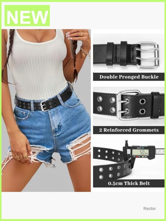 Rhinestone Cross Buckle Belt - Punk Goth Western Leather Belt main image 6